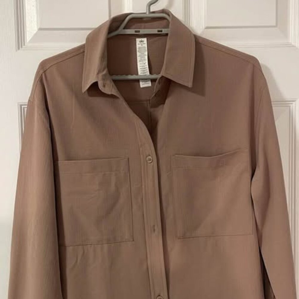 Alo Button Up Shirt Taupe Size XS Brand New